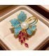 XSB258 - Vintage High-End Imitation Turquoise Iris Flower Pearl Brooch